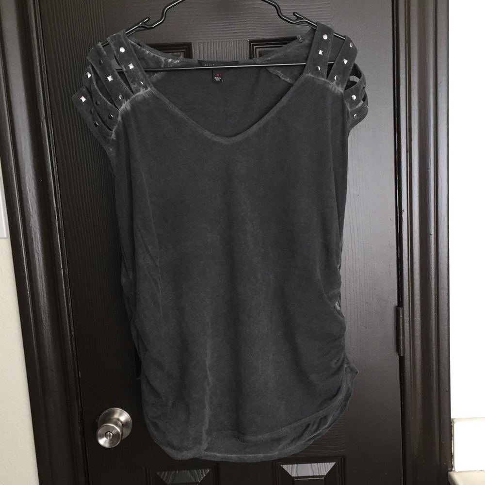 Long distressed gray top